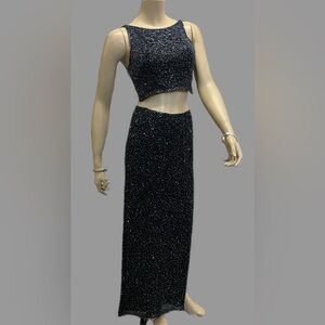 Andretta Donatello Navy Beaded Skirt Set New w/o tags